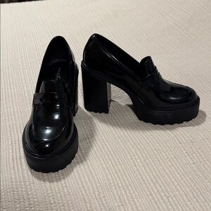 Madden Girl Glossy Black Platform Heels